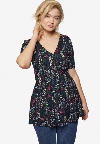 Printed Wrap Tunic - ellos