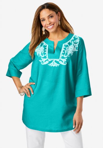 Linen V-Neck Tunic - Jessica London