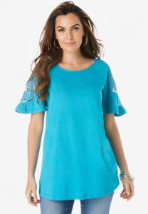 Lace-Sleeve Tee - Roaman's