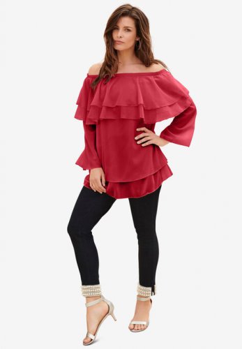 Flounce Off-The-Shoulder Top - Roaman's