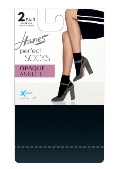 Perfect Socks Opaque Anklet P2 ST - Hanes - Click Image to Close