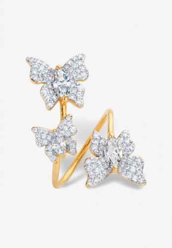 Gold Plated Marquise Cubic Zirconia Butterfly Ring (2 1/3 cttw TDW) - PalmBeach Jewelry