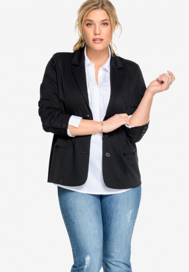 Ponte Knit Button-Front Blazer - ellos - Click Image to Close