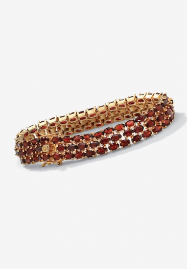 Gold & Sterling Silver Tennis Bracelet with Garnet - PalmBeach Jewelry - Click Image to Close