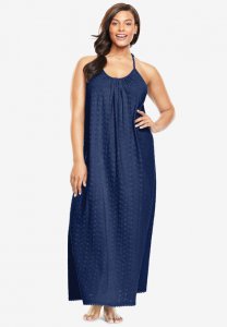 Breezy Eyelet Knit Long Nightgown - Dreams & Co.