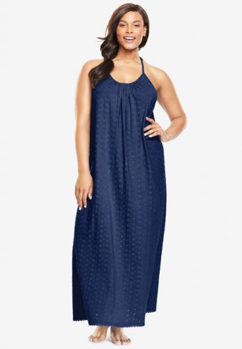 Breezy Eyelet Knit Long Nightgown - Dreams & Co.