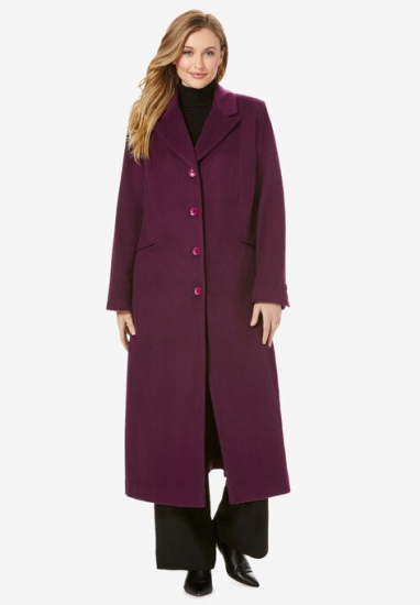 Full Length Wool Blend Coat - Jessica London - Click Image to Close