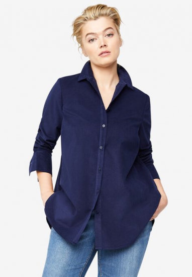 Corduroy Button Front Tunic - ellos - Click Image to Close