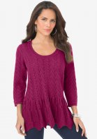 Sonia Peplum Crochet Sweater - Roaman's