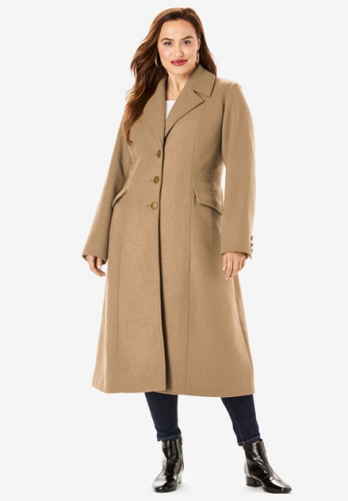 Long Wool-Blend Coat - Roaman's - Click Image to Close