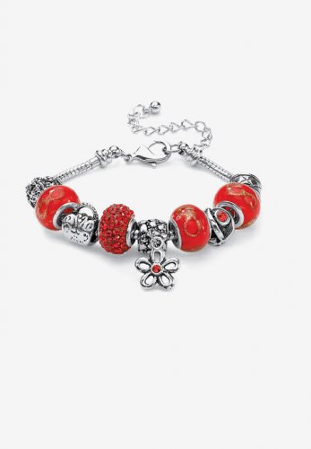 Bali Style Red Crystal Charm 8\ - PalmBeach Jewelry