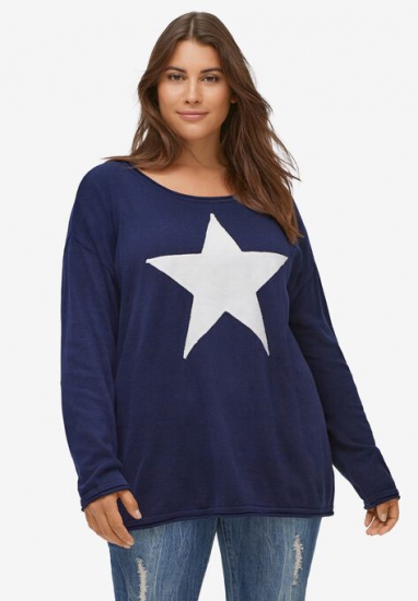 Star Applique Sweater - ellos - Click Image to Close