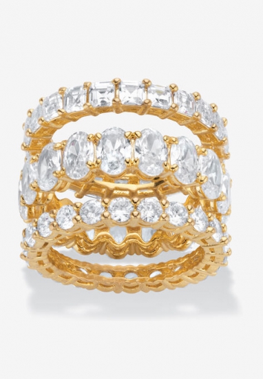 Yellow Gold-Plated 3-Piece Stackable Ring - PalmBeach Jewelry - Click Image to Close