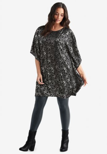 Star Print Poncho Tunic - ellos