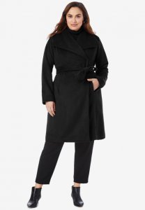 Belted Wool-Blend Coat - Jessica London