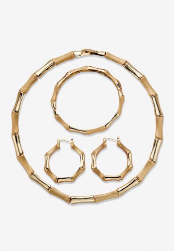 Goldtone Bamboo with 3-Piece Necklace Set - PalmBeach Jewelry