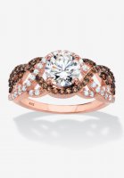 Rose Gold-Plated Silver Ring Cubic Zirconia - PalmBeach Jewelry