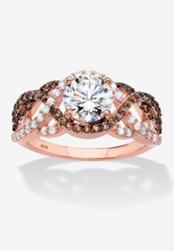 Rose Gold-Plated Silver Ring Cubic Zirconia - PalmBeach Jewelry