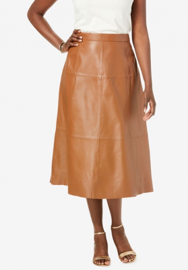 Leather Midi Skirt - Jessica London - Click Image to Close