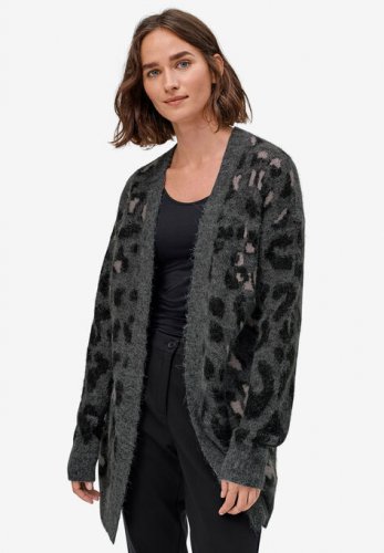 Animal Print Jacquard Cardigan - ellos