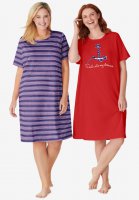 2-Pack Short-Sleeve Sleepshirt - Dreams & Co.