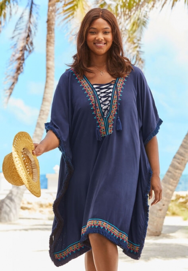 Lace-Up Caftan Cover Up - Swim 365 - Click Image to Close