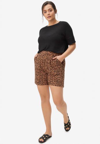Pull-On Knit Shorts With Pockets - ellos