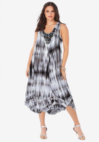 Tye-Dye Embellished Dress - Roaman's