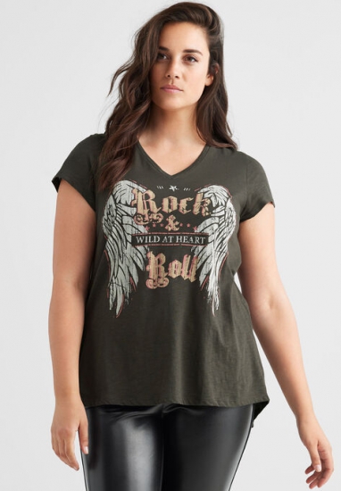 Rock & Roll Graphic Tee - ellos - Click Image to Close