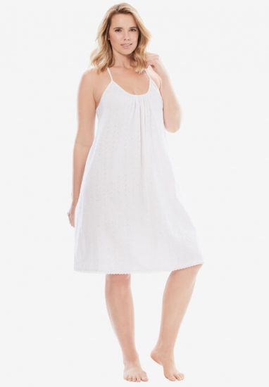 Breezy Eyelet Short Nightgown - Dreams & Co. - Click Image to Close