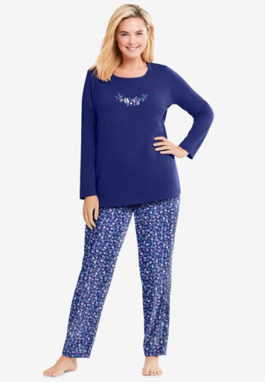 Long Sleeve Knit PJ Set - Dreams & Co. - Click Image to Close