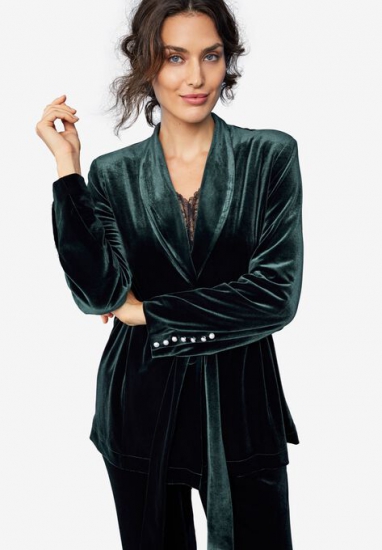 Velvet Belted Blazer - ellos - Click Image to Close