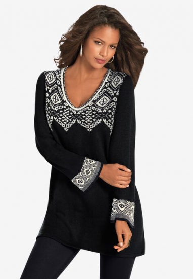 Fit-And-Flare Tunic Sweater - Roaman's - Click Image to Close