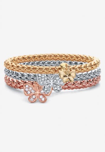 Rose Gold-Plated Butterfly Charm Stretch Bracelet Set - PalmBeach Jewelry