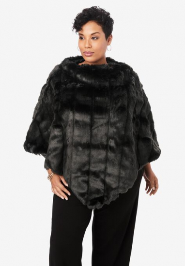 Faux Fur Poncho - Jessica London - Click Image to Close