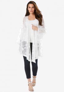 Long-Sleeve Lace Kimono - Roaman's