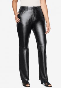 Straight Leg Leather Pants - Jessica London