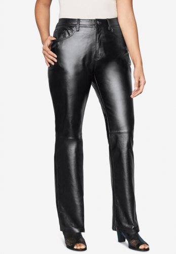 Straight Leg Leather Pants - Jessica London