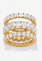 Yellow Gold-Plated 3-Piece Stackable Ring - PalmBeach Jewelry