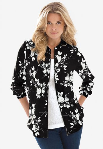 Printed Bomber Jacket - Roaman's