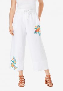 Linen Wide-Leg Crop Pant - Roaman's