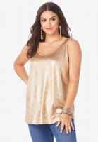 Scoopneck Metallic Tank Top - Roaman's