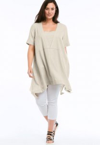 Linen-Blend Hanky Hem Tunic - ellos