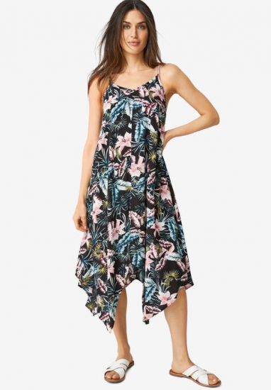 Printed Hanky Hem Dress - ellos - Click Image to Close