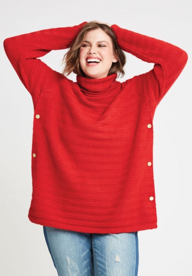 Side Button Turtleneck Sweater - ellos - Click Image to Close