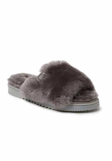 Cairns Shearling Slide Slippers - Dearfoams - Click Image to Close
