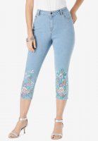 Floral Print Straight-Leg Capri Jean - Roaman's