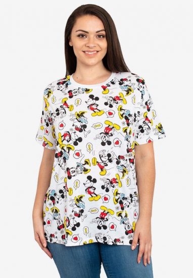 Mickey & Minnie Mouse All-Over T-Shirt - Disney - Click Image to Close