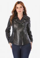 Leather Moto Jacket - Roaman's