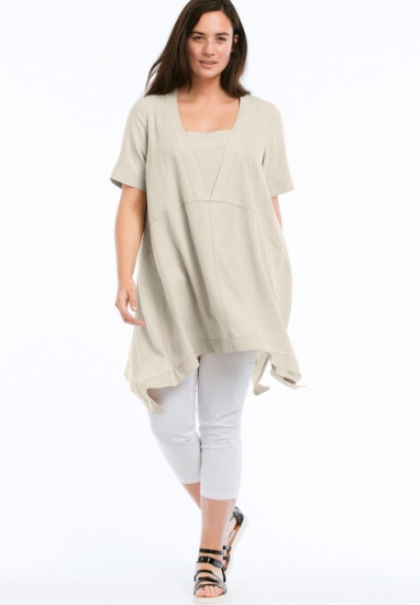 Linen-Blend Hanky Hem Tunic - ellos - Click Image to Close